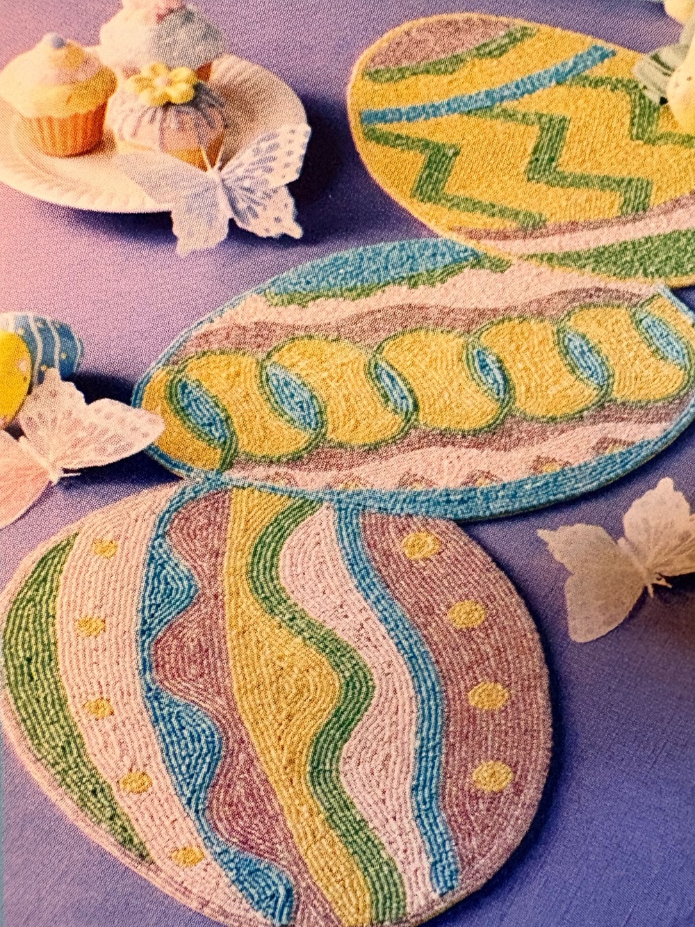 NWT Pier 1 Easter Egg Shaped Table Runner Mats - Pastel Multicolor